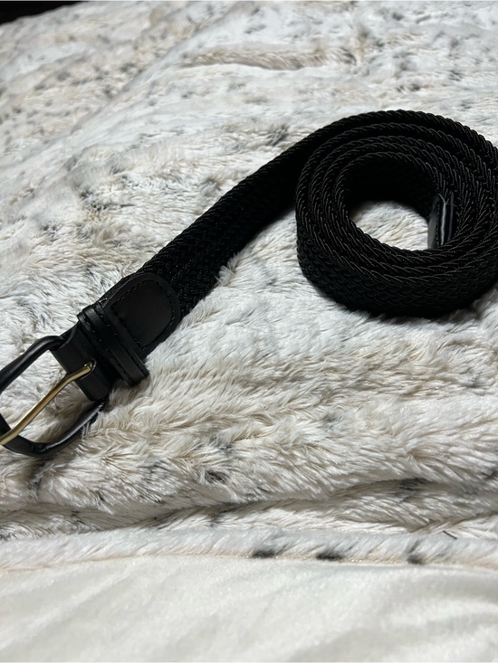 Other - Men's Black Woven Belt with Leather Trim